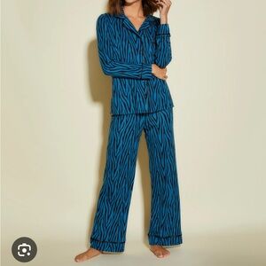 Cosabella Blue Zebra Print Pajama Set, M